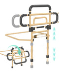 Heavy Duty Bed Rails for Seniors 180 Degree Foldable One Hand Operation Adjustable Height and Width Safe Guard with LED Light