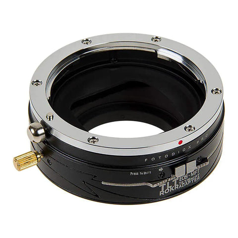 Tilt Shift Lens Adapter for Canon EF EF-S Lenses to Micro Four Thirds Mirrorless Cameras, 20mm Total Shift, 10 Degrees Tilt, 360 Degrees Rotation, Built Tough for Pros and Vintage Lenses black metal adapter