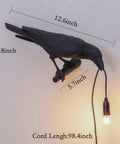 Crow Gothic Wall Lamp Sconce Bedside Bedroom And Living Room Raven Bird Night Light Left Facing Black Wall Lamp Farmhouse Decor Cozy Vibe Energy Saving Lit Mood Lighting