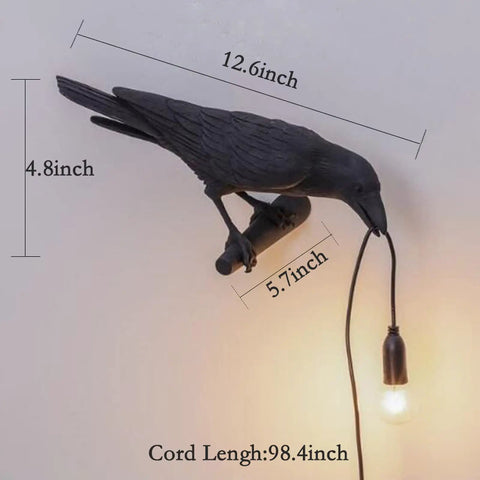 Crow Gothic Wall Lamp Sconce Bedside Bedroom And Living Room Raven Bird Night Light Left Facing Black Wall Lamp Farmhouse Decor Cozy Vibe Energy Saving Lit Mood Lighting