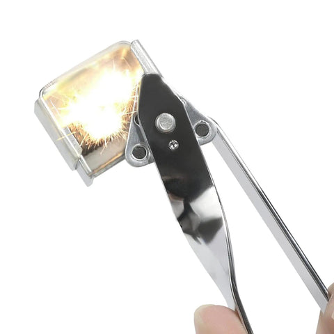 Triple Flint Torch Striker For Welding And Cutting Reliable Spark Lighter in use showing spark with heavy duty steel build