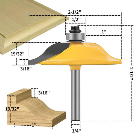 Pro Grade Raised Panel Router Bit Set Three Piece One Quarter Inch Shank Tongue And Groove Cabinet Door Router Bits For Woodworking Pros And DIYers Perfect For Door And Window Joinery Tenon Cutter Diameter One And Five Eighths Inch