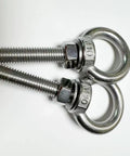 Heavy Duty M10 Shoulder Eye Bolt 304 Stainless Steel 4 Inch Lifting Ring 2 Pack Includes Nuts And Washers on a white background.
