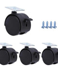 Double Wheel Nylon Casters For Furniture 1.5 To 2 Inch Wheels With Smooth Rolling Quiet Action with screws and screwdriver