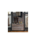 Heavy Duty Wood Walk In Closet Organizer System With Customizable Shelving And Rustic Gray Finish featuring a storage drawer and boots.