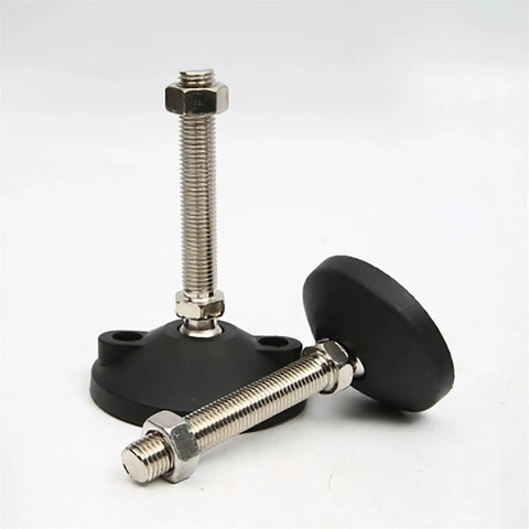 Adjustable Leveling Feet Made From Nylon And Stainless Steel For Durability And Corrosion Resistance, Heavy Duty Base Options 40 50 60mm, M8 M10 M12 Threads, 50 80 100 150mm Bolt Lengths, Easy Height Tuning For Furniture And Equipment, black nylon and stainless steel leveling feet with threaded bolt