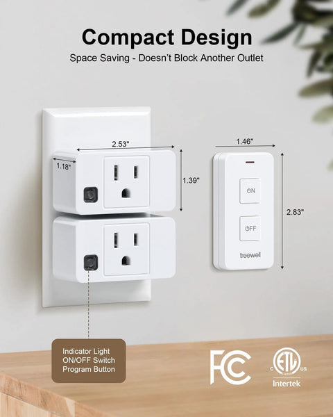 Compact design of Remote Control Outlet With Portable Magnetic Switch Long Range Wireless 200 Ft On Off Plug on wall