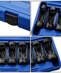 Premium Heavy Duty 12 Point Deep Groove Socket Wrench Set 6 Piece Black Alloy Steel Tool Kit showing sizes 16mm to 24mm in case.