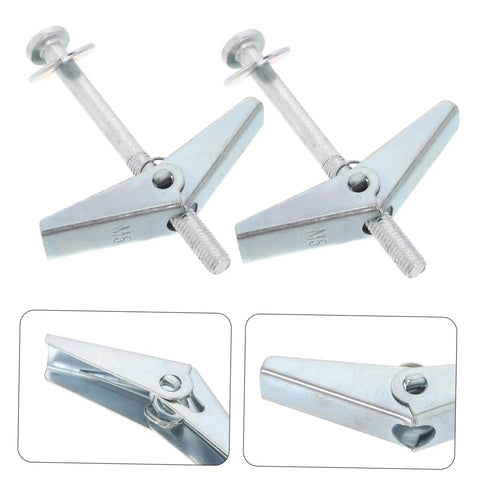 Petal Expansion Screws Set M5x60mm for Hollow Walls Drywall Gypsum Board Round Head Toggle Bolts Kit in silver metal