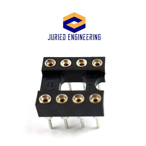 Pro Grade DIP-8 IC Socket With Machined Round Contact Pins 2.54mm Pitch, 8 Pin Breadboard Friendly, Tin Plated Contacts