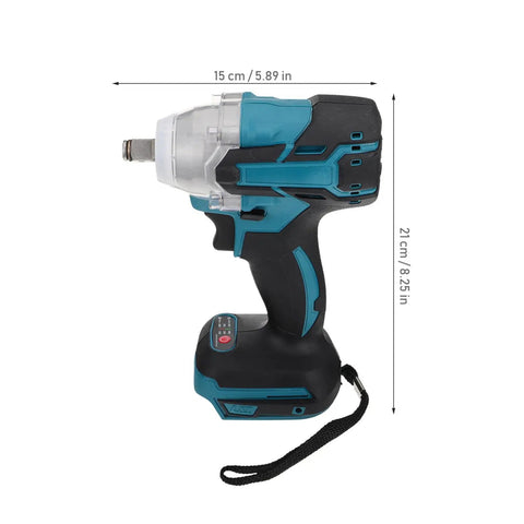 Heavy Duty Cordless Brushless Impact Wrench Kit With Rechargeable Battery, 520Nm Torque Quick Change Chuck side view