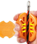 Two Pack Line Grip Set For Electrical Cable Pulling, Non Slip PVC Ergonomic Orange Handles, Fits 3-6mm Wires, 8x8mm Grips, Durable Polyoxymethylene Tooling For Quick Conduit Installations close-up holding wire