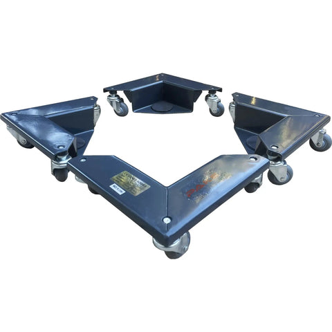 Heavy Duty Low Profile Desk Cabinet Corner Mover Dolly Set Of 4 Premium Quiet Pu Rollers With 1320 Lb Capacity Industrial Strength 3 Wheel Design, featuring durable metal construction and swivel casters.