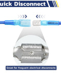 Close-up of blue spade terminals in Heat Shrink Spade Connectors Kit 100 Pcs Quick Disconnect Terminals for Watercraft Electronics and Automotive