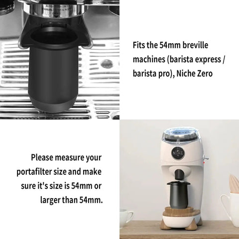54mm Espresso Dosing Cup on Portafilter with Grinder Activating Ring, Matte Black, fits Breville machines