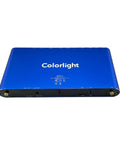 Badass Heavy Duty 4K Cloud Network Media Player For Slick Digital Signage With Dual Ethernet HDMI Links And No Sweat Wireless Control On Large LED Video Walls - back view showing ports and blue casing.
