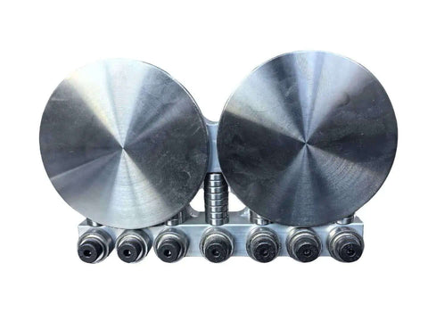 Two Station Disc Metal Bender for Sheet Metal Hem and Edge Bending Machine with 90 to 180 Degree Capability, front view