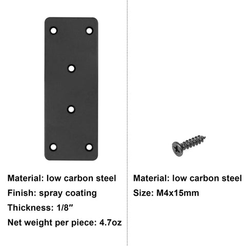 Gonna Fix Your Setup Quick Ten Pack Black Flat Mending Plates And Straight Steel Brackets With Screws Heavy Duty Furniture Hardware Securing Tables Shelves Drawers And Windows