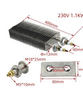 Rock Solid Electric Finned Tubular Heater Delivering Quick Strike Warmup 1500W 230V Power with stainless steel finned design and mounting plate.