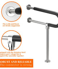 Sturdy 23.6 Inch Handicap Grab Bar For Bathroom With Non Slip EVA Handle, Stainless Steel Wall Mounted Rail Supports Up To 440 Lb, Essential Safety Grip For Seniors And Disabled, Easy Install Bath Safety Bar.