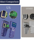 Comparison between Portable No Fuss Handheld 125KHz RFID Reader Writer Copier and other device showing internal components