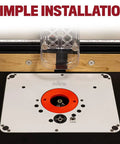 Rout-R-Lift 3 5XT Router Lift System Built Tough Heavy Duty Aluminum With Phenolic Top Plate Easy Installation Shown