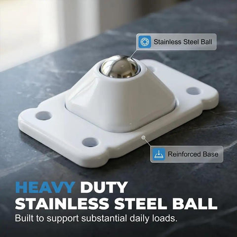 Reliable Peel Stick Mini Caster Wheels White Four Pack No Sweat Furniture Sliders Tool Free Quick Install Smooth 360 Spin Rollers For Couches Desks Appliances Everyday Pro Grade with stainless steel ball and reinforced base