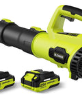Cordless Leaf Blower 21V with 2 batteries 2.0Ah and fast charger, lightweight blower for lawn care and patio cleaning