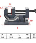 Rock Solid Adjustable Tilting Bench Vise And Precision Work Clamp Built Like A Tank For Woodworking And Metal Drilling Machines No Sweat Smooth Quick Release Lever with detailed size measurements.