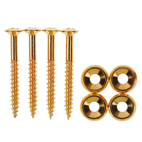 Guitar Neck Joint Bushings Set With Mounting Screws And Bass Ferrules For Electric Guitars And Bass DIY Parts Kit Color 03, gold metal set