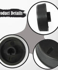 Side and bottom view of Easy Install Volume Knob Cap For Digital Pianos 25mm Replacement Dial Durable Black PP Material