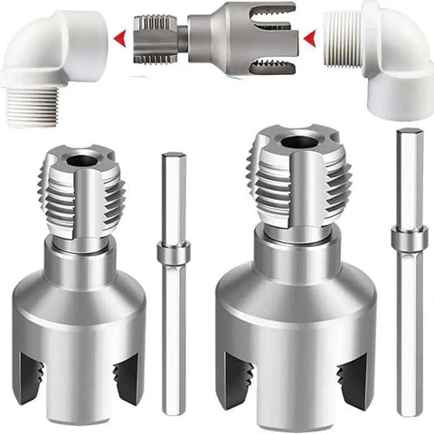 2 Piece PVC Pipe Threader Kit For DIY Home Plumbing, Pipe Tapping And Threading Tool, quick thread repair set, 1/2 inch PVC, carbon steel
