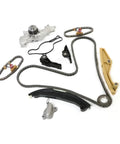 Heavy Duty Timing Chain Kit And Water Pump For Lincoln Edge And Ford Taurus With 3.5 Or 3.7 Liter Engine Ensures Smooth Operation And Major Engine Reliability For Your Ride. timing chain kit, water pump, alloy steel chain, guides and tensioners on white background