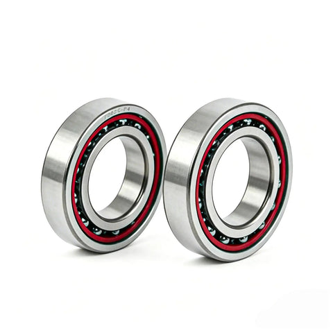 One Pair 7002C Angular Contact Bearings 15X32X9Mm Sealed ABEC-7 Precision Spindle CNC Machine Tool Component Pre-Lubricated High Speed Smooth Operation Slick Rotating 15 Degree Contact Angle with red seal.