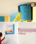 Slick Paint Roller Edger Brush Cuts In Like A Pro Skip The Tape Roll in use, applying blue paint along the ceiling area.