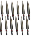 12 pack 200 Grain Stainless Steel Field Points for Archery Practice Break The Wind Design, 19/64 Inch Shaft, precision machined