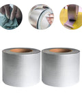 2 Pack Butyl Rubber Aluminum Foil Sealant Tape 5cm By 5m visible with textured surface and application examples
