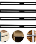 Four Piece Stainless Steel Straight Plates Flat Joining Brackets for furniture repair shown in black finish