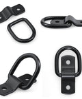 Assorted heavy duty D Ring tie down anchors one quarter inch diameter with mounting brackets and screws 2400 pounds capacity