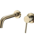 Wall Mount Bathroom Faucet In Brushed Gold With Single Handle And Brass Rough In Valve Solid Brass Construction CUPC Certified ASME A112