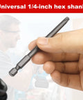 Universal 1/4-inch hex shank from 11 Piece Killer Security Torx Bit Set Tamper Proof Star Driver Bits, S2 steel construction.