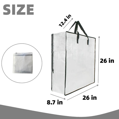 25 Gallon Clear Storage Bags With Zipper And Handles For Closet Organization And Underbed Storage, dimensions shown
