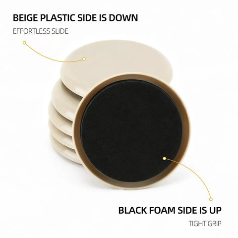 Stack of 20 Pack Carpet Furniture Sliders 3.5 Inch Round Moving Pads Beige Durable PP Plastic with Thick EVA Foam for easy shifts