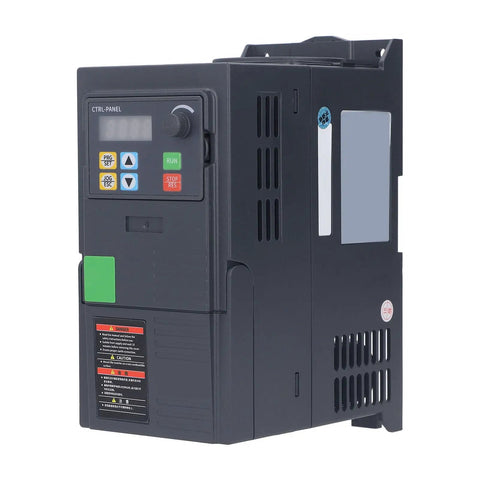 Pro Grade 3KW VFD Motor Controller With RS485 For 3 Phase AC 340 To 440V Industrial HVAC Pump And Fan Systems Digital Display Easy Setup Efficient Heat Sink, front view