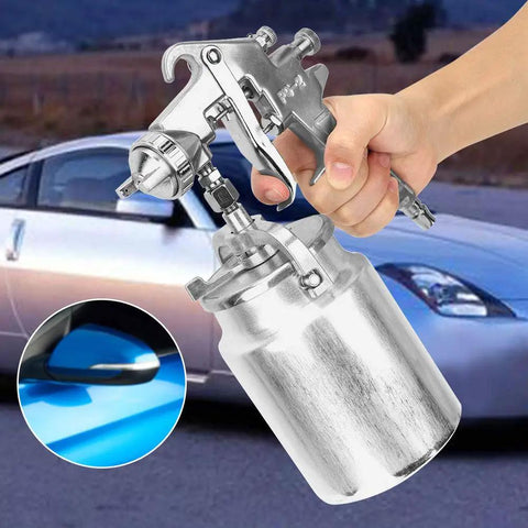 Premium Pneumatic Paint Spray Gun Featuring 2.0 Mm Suction Feed Nozzle, silver, used for auto painting, smooth finish.