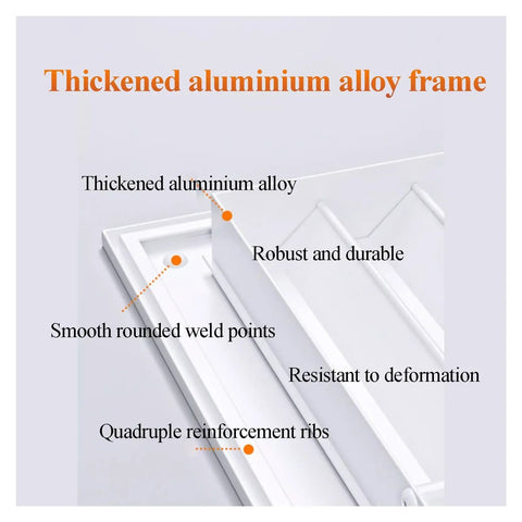 Thickened aluminum alloy frame details with robust design, smooth weld points, and quadruple reinforcement ribs.