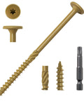 Heavy-Duty Lag Screws 14 X 4-1/2 Inch, 50-Pcs Outdoor Structural Wood Screws with Flat Heads, Rust-Resistant Bronze Coated, T30 Bit