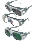 Heavy Duty Welding Safety Goggles With Impact Resistant And Dustproof Lenses For Arc Work, showing three lens tints and gray frames.