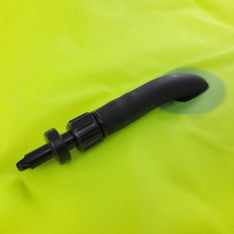 Close-up of valve on Orange 50 Pound Lift Bag For Scuba Diving And Salvage, Beefy Lift System, Durable Urethane Coated Nylon Construction