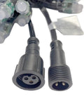 Close-up of connectors for WS2811 LED String Pixels Digital Addressable Waterproof RGB Full Color 12mm DC 12V 500pcs Lights Kit